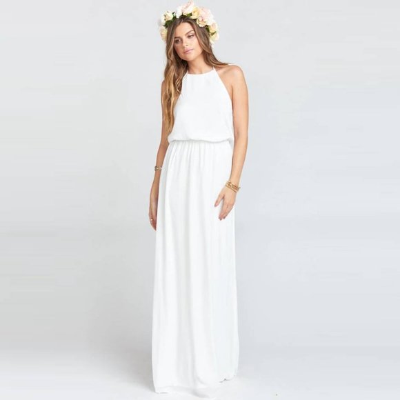Show Me Your MuMu | Heather Halter Dress in Ivory Crisp - Picture 1 of 9